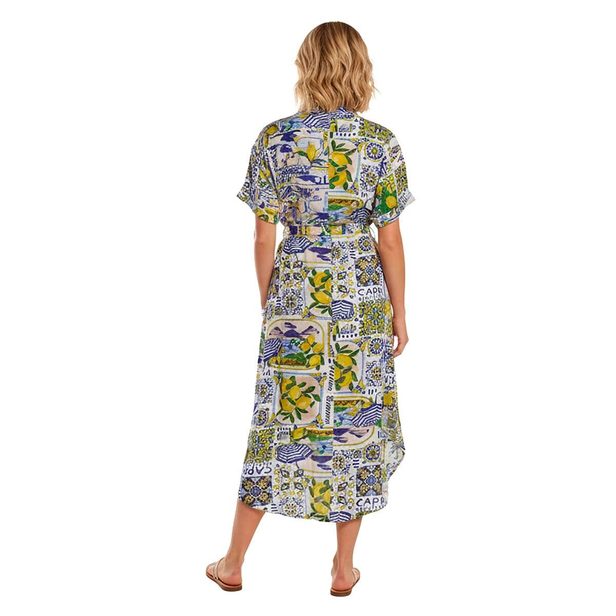Womens Mlle Gabrielle Short Sleeve Split Neck Midi Dress