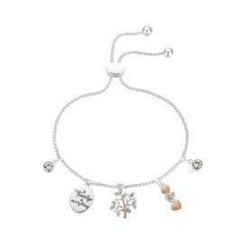 Shine Family is Everything Crystal Tree and Heart Bolo Bracelet