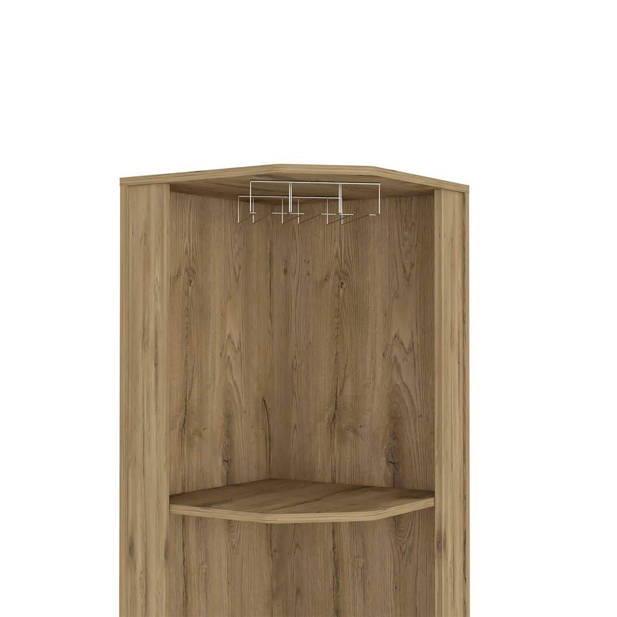 FM FURNITURE Reese Macadamia Corner Bar Cabinet