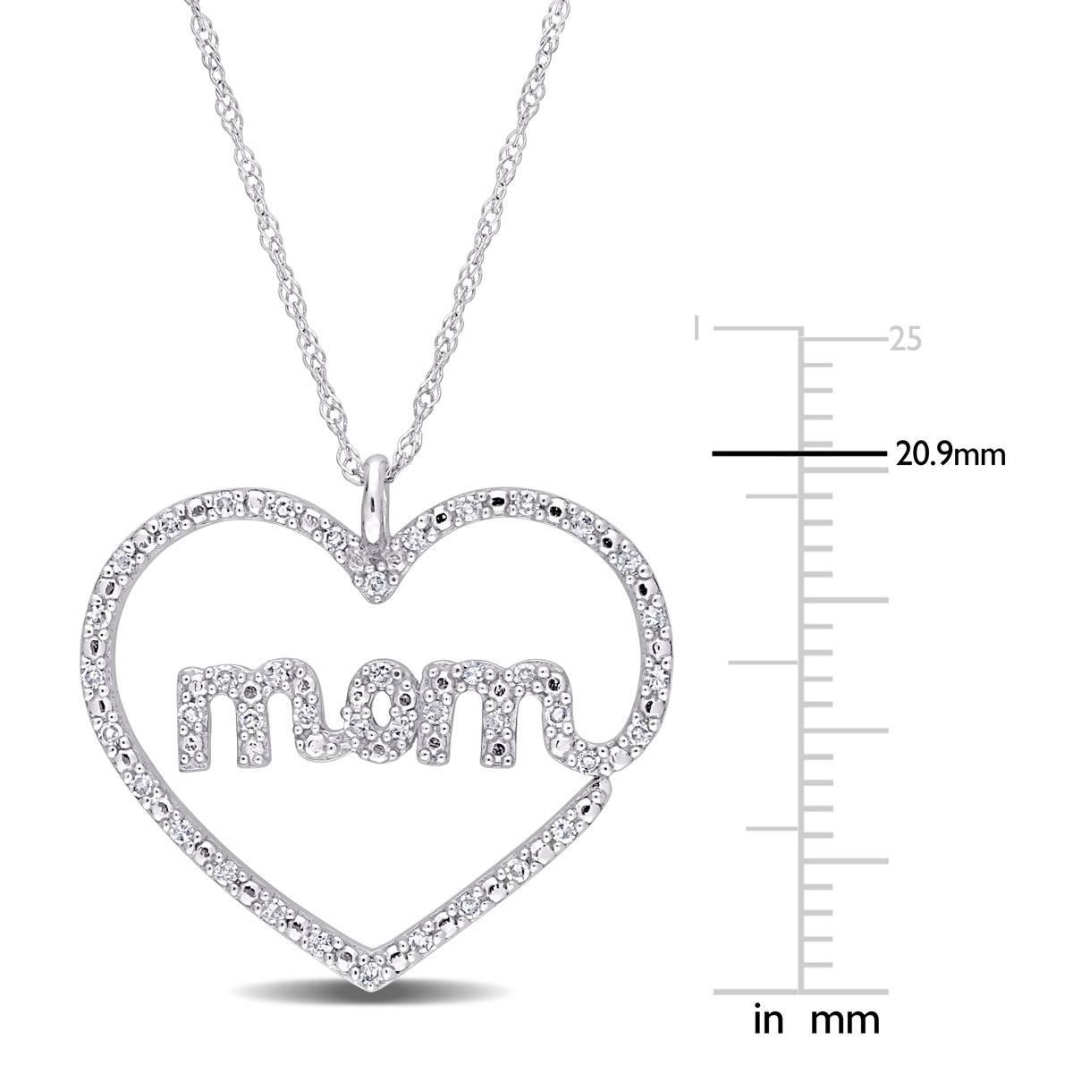 Sophia B 10kt. White Gold 1/5ct. Diamond Mom Heart Pendant