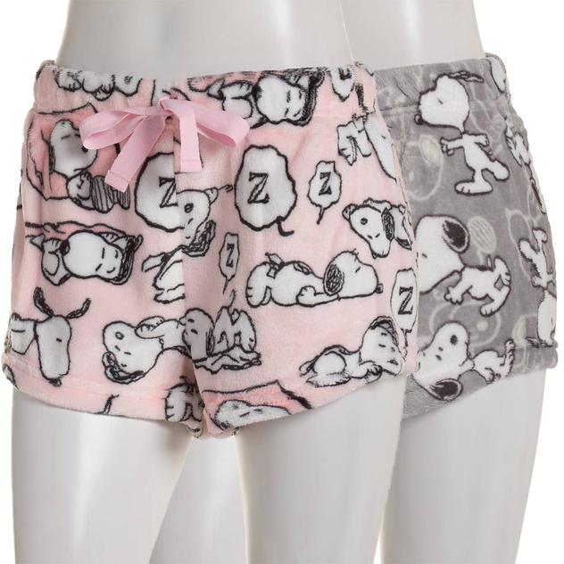 Womens Peanuts™ 2pk. Snoopy "Sleepy" Plush Pajama Shorts