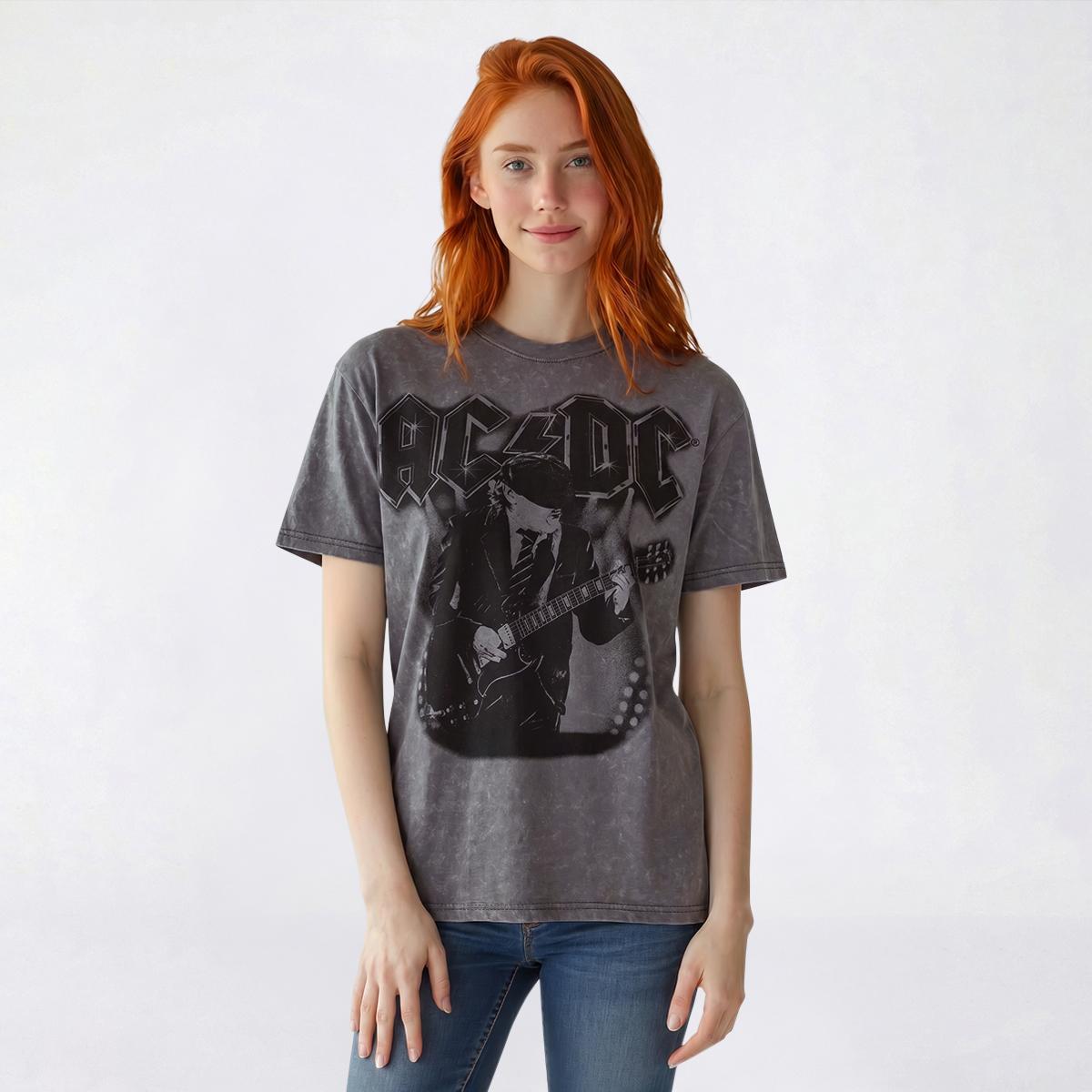 Juniors C-Life Mineral Wash ACDC Guitar Player Boyfriend Tee