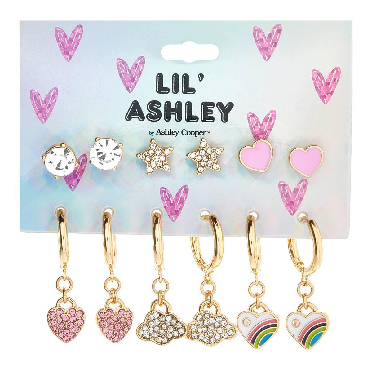 Kids Lil'' Ashley 6pr. Hearts/Stars/Rainbows/Clouds Earrings Set