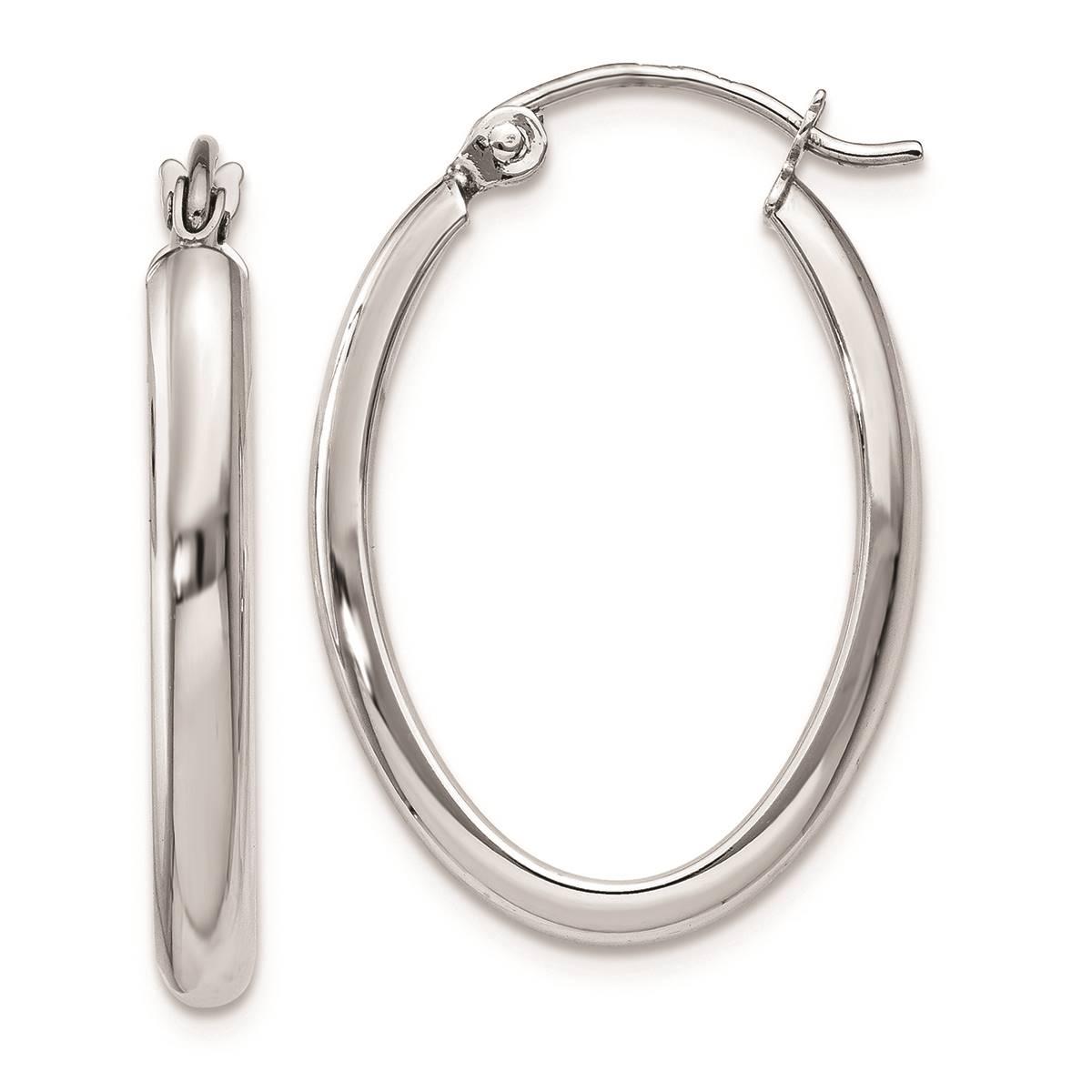 Gold Classics(tm) 14kt. White Gold 13x2.75mm Hoop Earrings