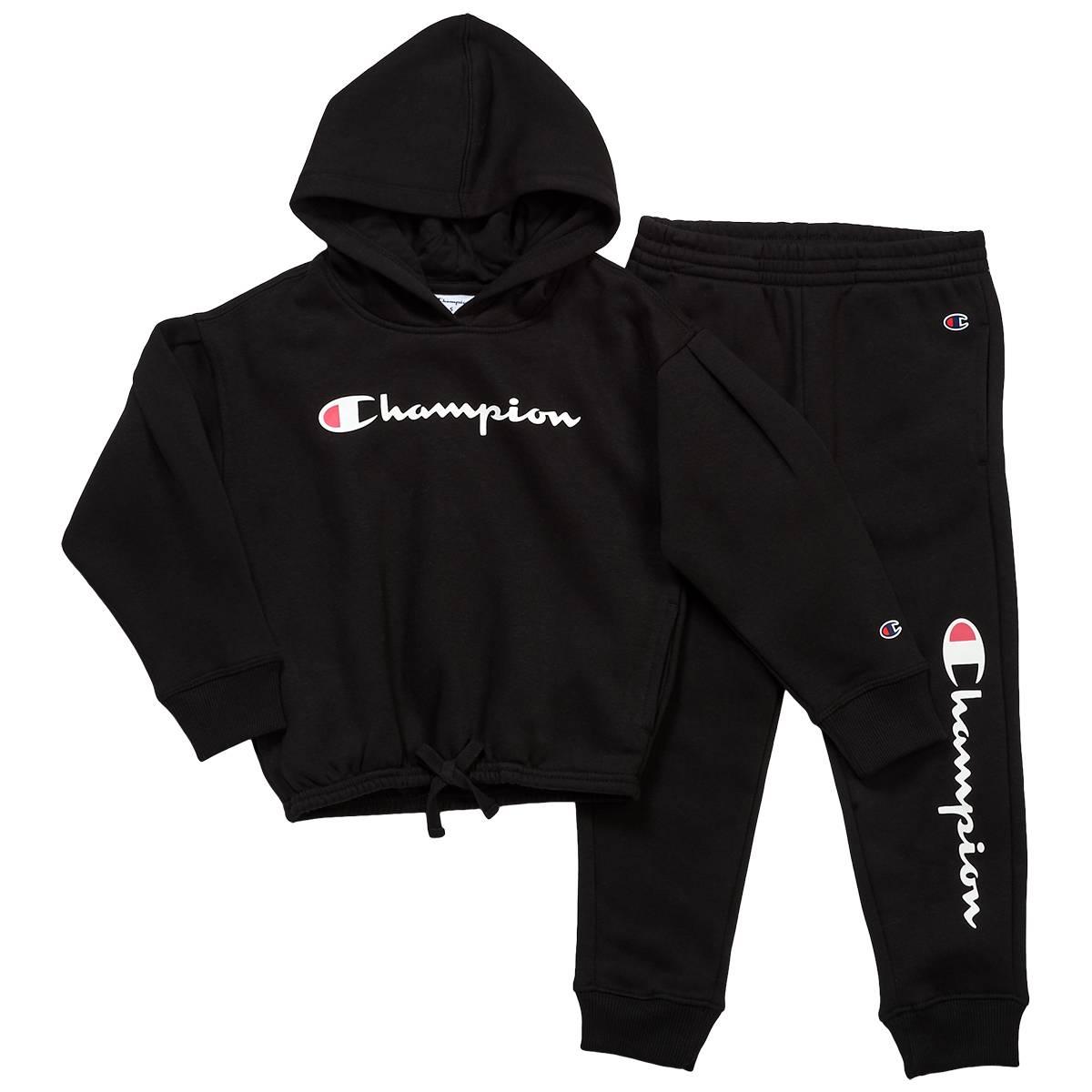 Girls (4-6x) Champion(R) Logo Pull Over Hoodie & Joggers Set