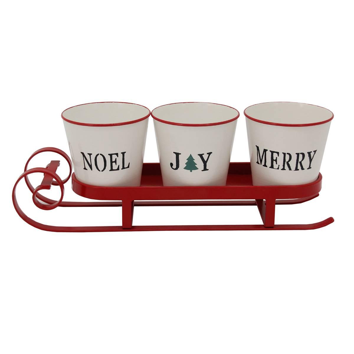 Northlight Seasonal 18.75in. Sleigh Buckets Table Centerpiece