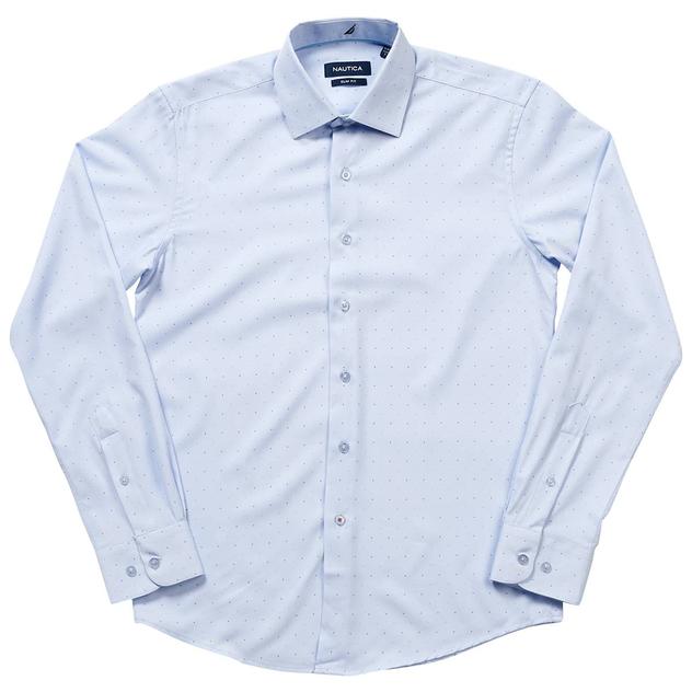 Mens Nautica Light Blue with Dots Slim Fit Dress Shirt