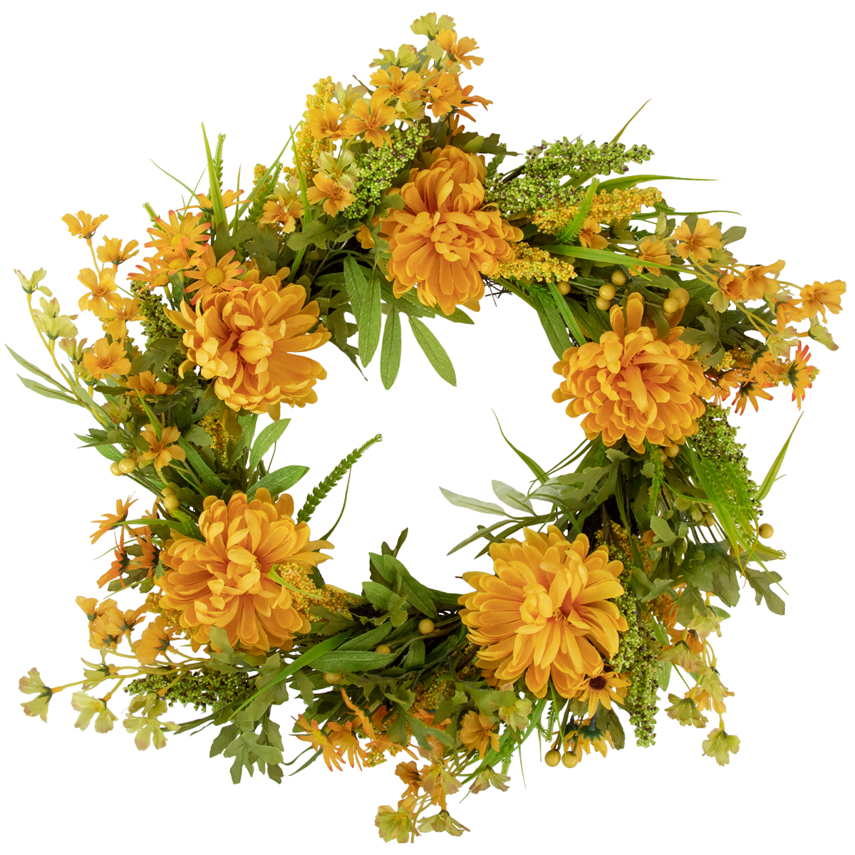 Northlight 24in. Yellow Peony Artificial Fall Harvest Twig Wreath
