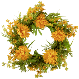 Northlight 24in. Yellow Peony Artificial Fall Harvest Twig Wreath