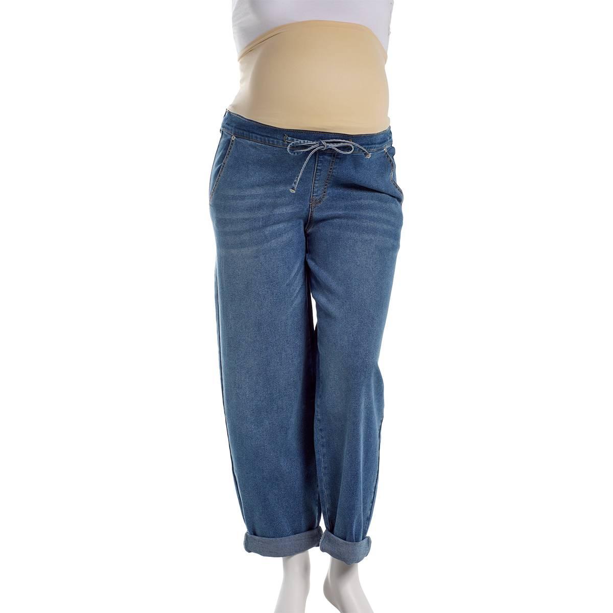 Womens Maternity Zoe + Phoebe  Barrel Leg Cuffed Jeans