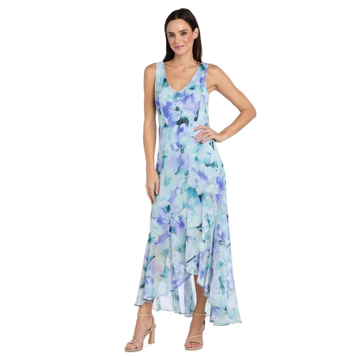 Womens R&M Richards 3/4 Sleeve Chiffon Floral Hi Low Jacket Dress