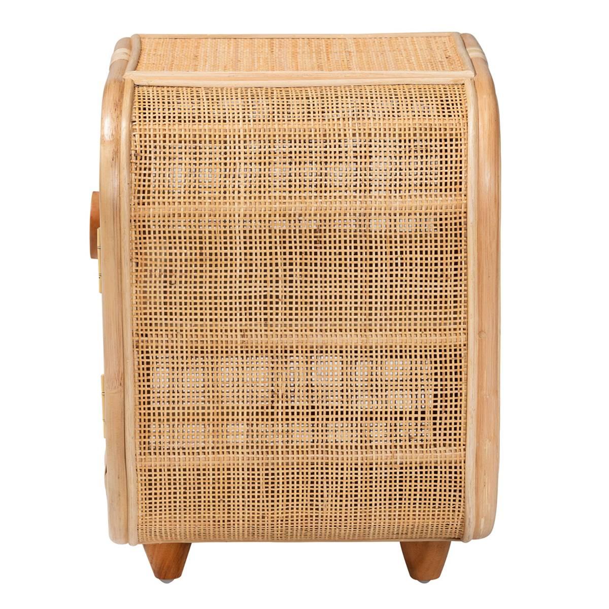 bali & pari Keita Bohemian Natural Rattan Nightstand