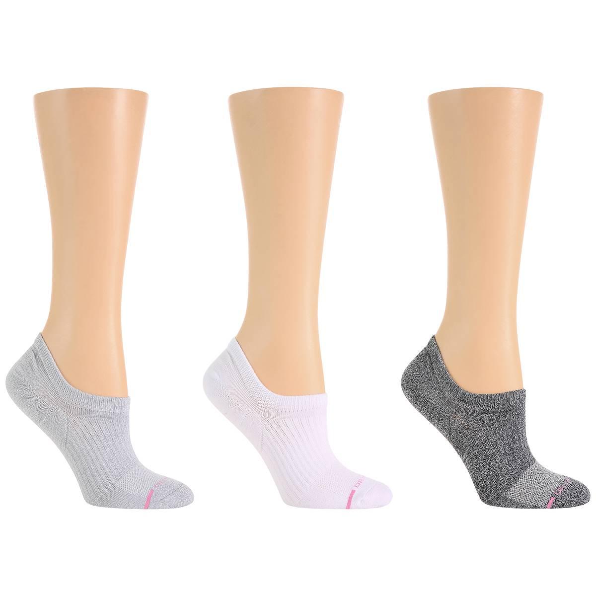 Womens Dr. Motion 3pk. Marbled Foot Liner Socks