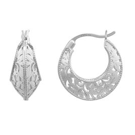 Sterling Silver Filigree Clicktop Hoop Earrings