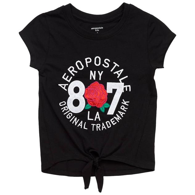 Girls (7-16) Aeropostale Cap Sleeve 87 Rose Tie Front Tee