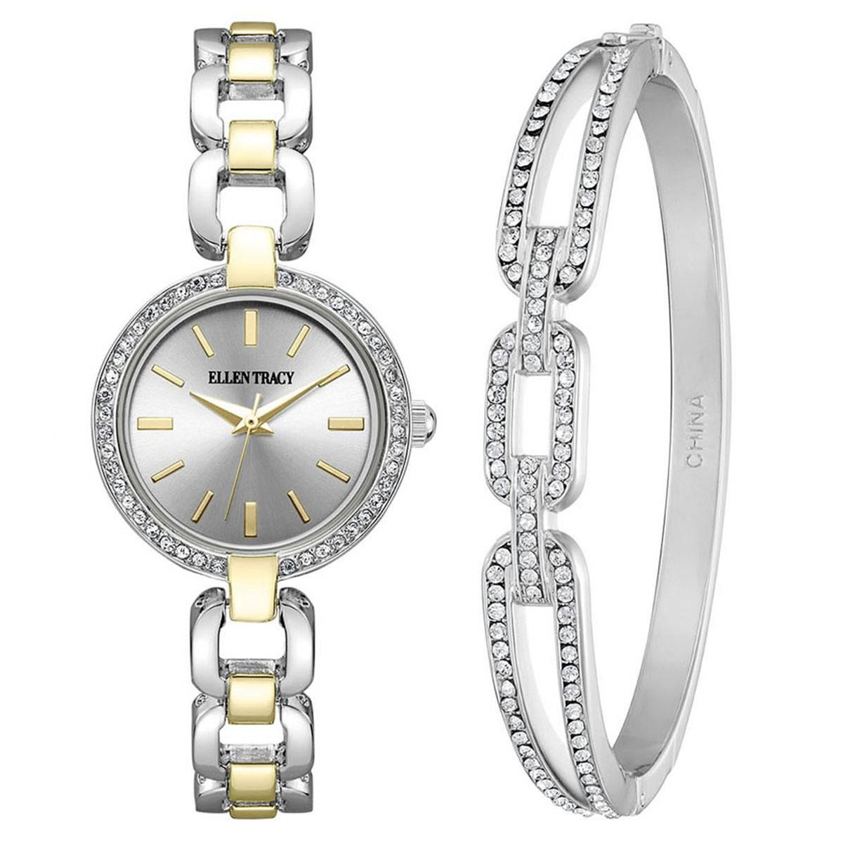 Womens Ellen Tracy Two-Tone Crystal Accent Watch - ETB8187TTG