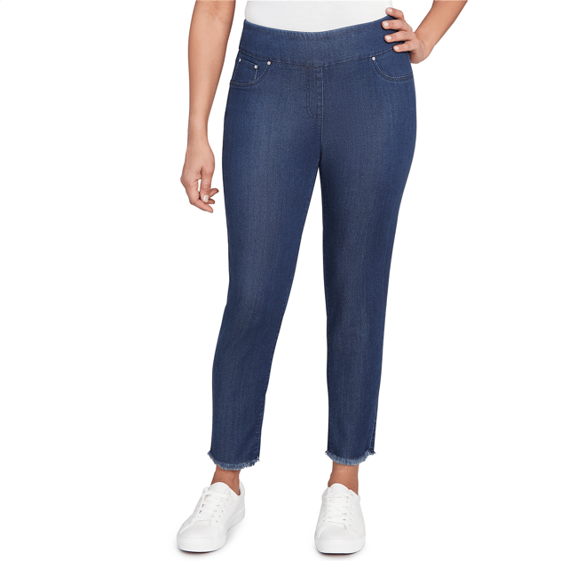 Petite Ruby Rd. Key Items Elastic Waist Pull On Denim Jeans