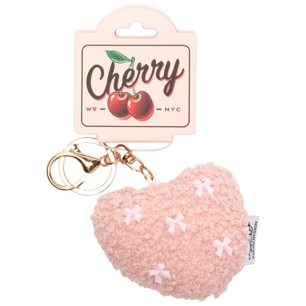 Womens DS Fashion Shearling Heart with Bows Bag Charm