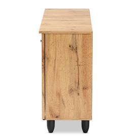Baxton Studio Winda Oak Brown Wood 3-Door Shoe Cabinet