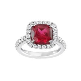 Gemstone Classics(tm) Silver Created Ruby & Sapphire Ring