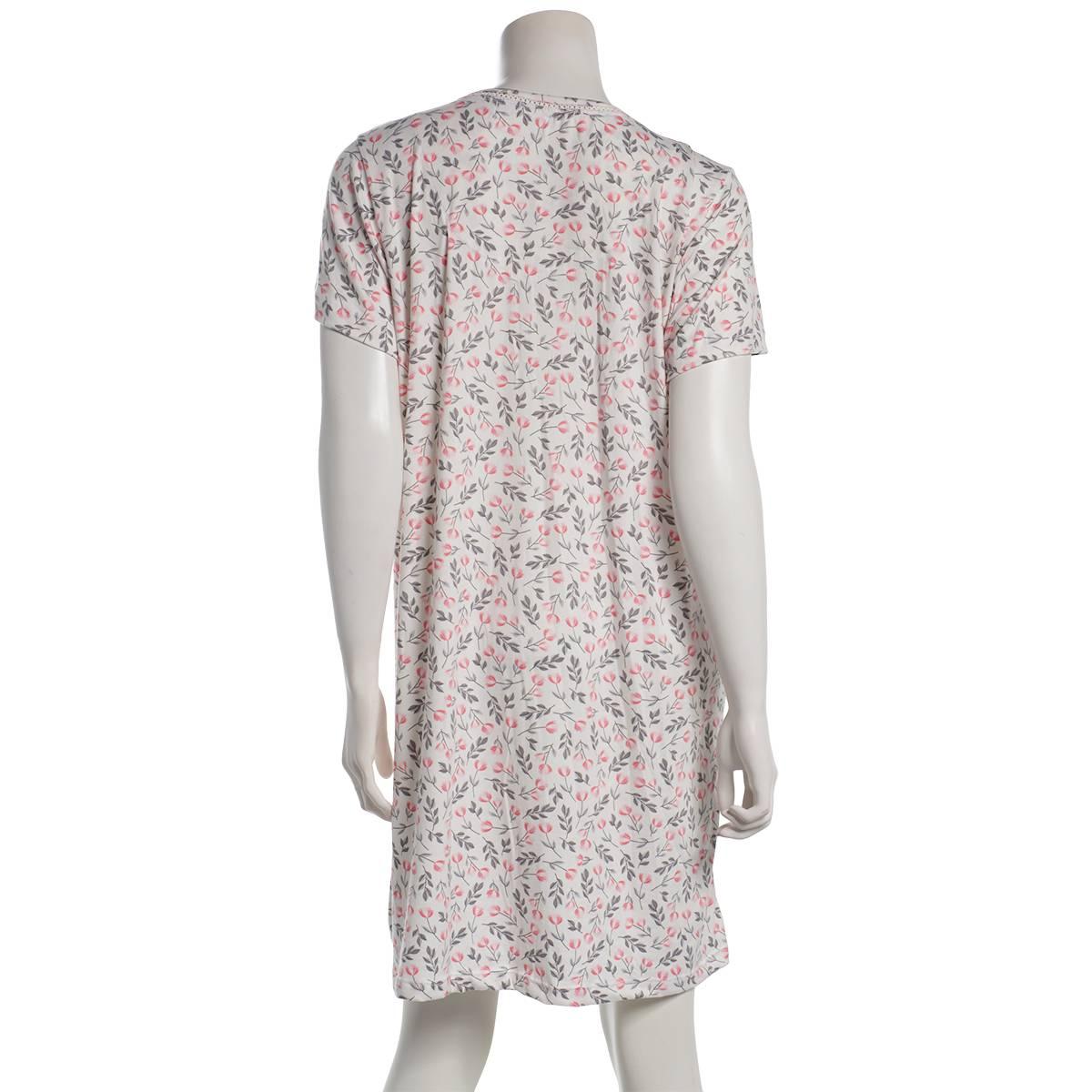 Womens Rene Rofe® Floral Pleated Front V-Neck Nightshirt