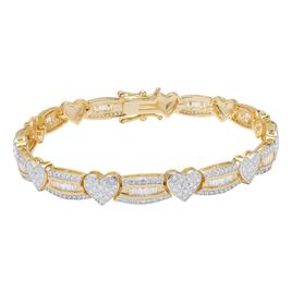 Gianni Argento Gold Plated Diamond Baguette Heart Bracelet