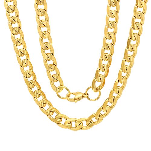 Mens Steeltime 18kt. Gold Plated Cuban Chain Necklace