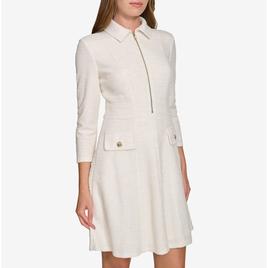Womens Tommy Hilfiger Long Sleeve Boucle Fit & Flare Dress