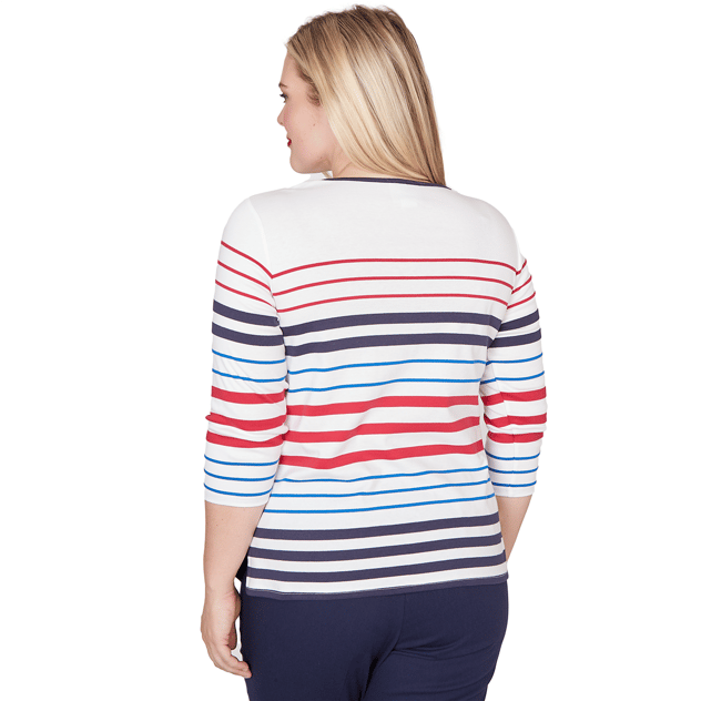 Womens Alfred Dunner Lady Liberty Americana Stripes Tee