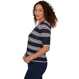 Womens Emaline Summer In The City Stripe Elbow Sleeve Cardigan