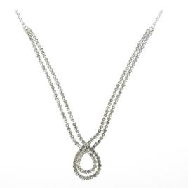 Rosa Rhinestones Silver-Tone Open Teardrop Necklace