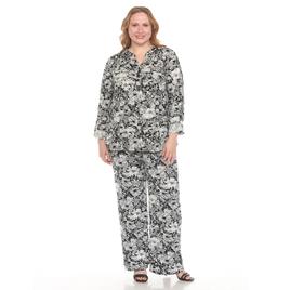 Plus Size White Mark 2pc. Floral Print Tunic and Pant Set