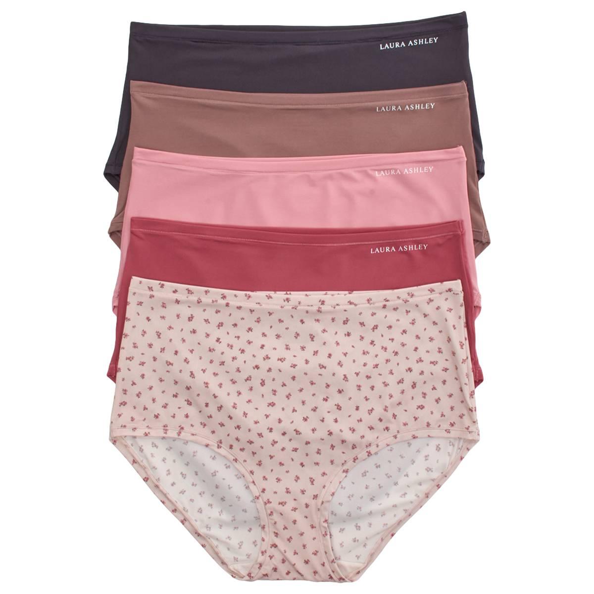 Womens Laura Ashley 5pk. Light Weight Nylon Microfiber Brief w/