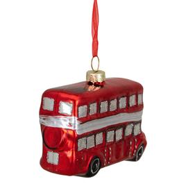 Northlight Seasonal Double Decker Bus Glass Christmas Ornament