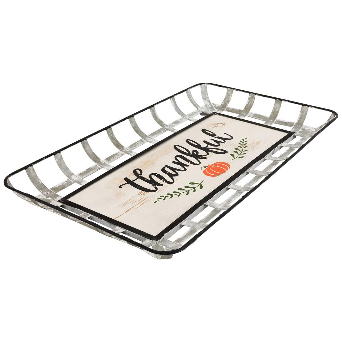 Northlight 24in. Pumpkin "Thankful" Serving Tray Wall Decor