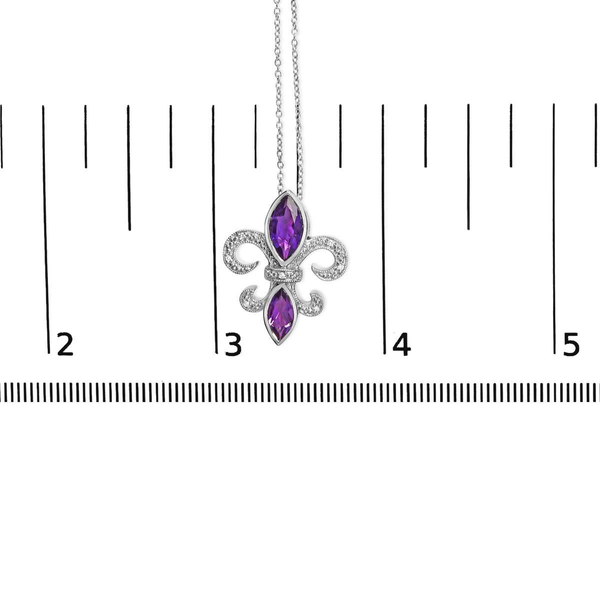 Haus of Brilliance Sterling Silver Amethyst Fleur de Lis Pendant