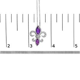 Haus of Brilliance Sterling Silver Amethyst Fleur de Lis Pendant