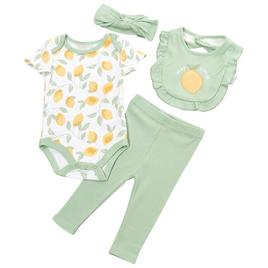 Baby Girl (NB-9M) Rene Rofe(R) Lemon 4pc. Bodysuit & Pants Set