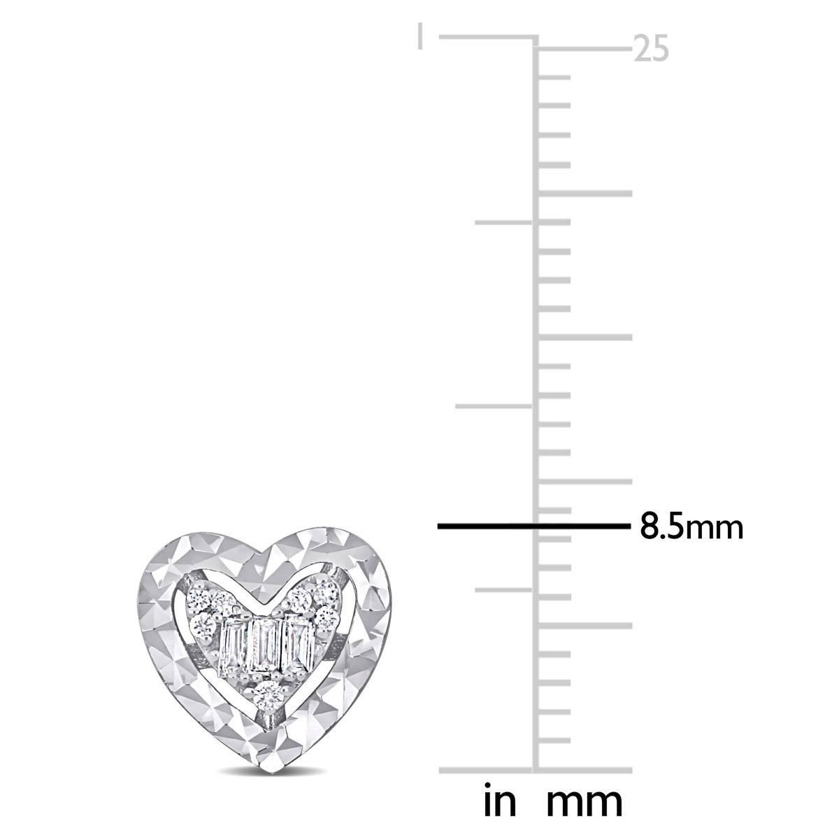 Sophia B 1/10ctw. Baguette Diamond Heart Post Earrings