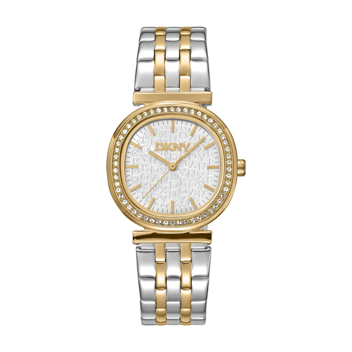 Womens DKNY Crystal Bezel Two-Tone Bracelet Watch-DK1L083M0085