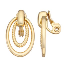 Napier Gold-Tone Door Knocker Clip Earrings