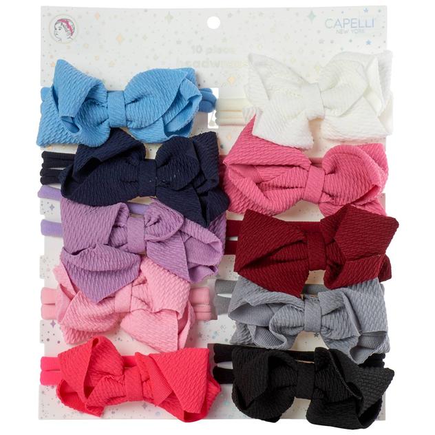 Baby Girl Capelli® New York 10pk. Textured Bow Headwraps