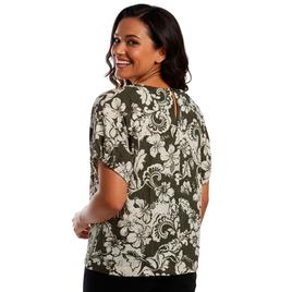 Petite Architect® Tonal Floral Tropical Peasant Blouse