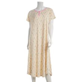 Womens White Orchid Short Sleeve Floral 46 Henley Nightshirt