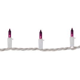 Brite Star 49.5ft. Purple Mini Christmas White Wire Light Set