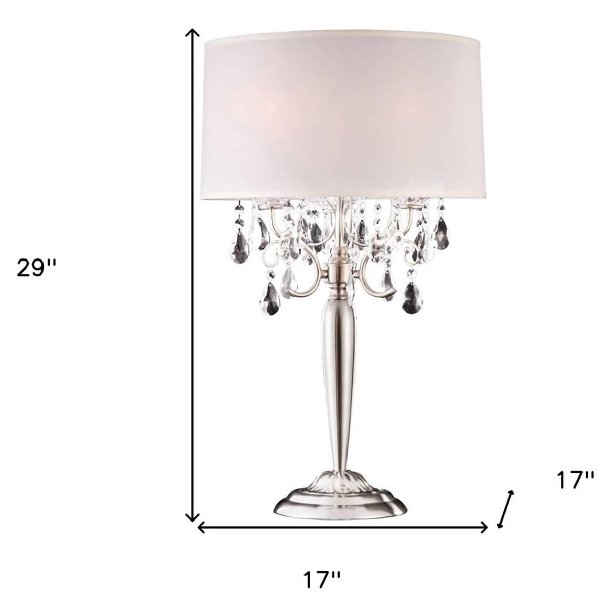 HomeRoots 29in. Chandelier Faux Crystal Table Lamp