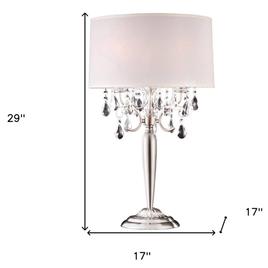 HomeRoots 29in. Chandelier Faux Crystal Table Lamp