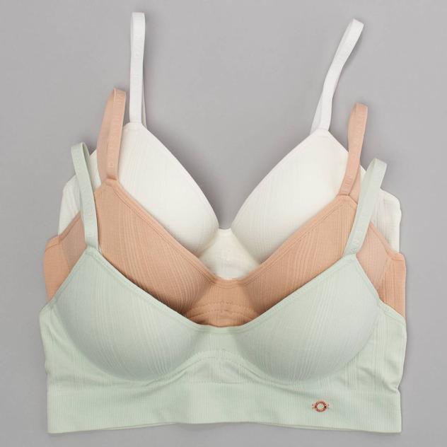 Womens Danskin 3pk.Seamless Ribbed Molded Bras DS3951