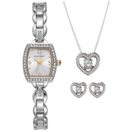 Womens Ellen Tracy Crystal Watch/Pendant/Earring Set - ETJ8202SL