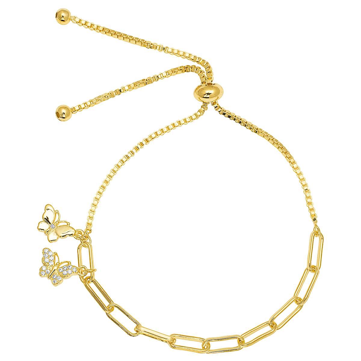 Accents by Gianni Argento Duo Butterfly Charm Adjustable Bracelet